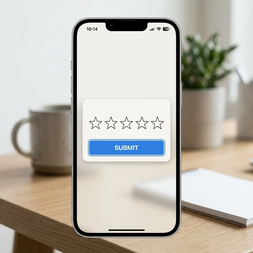 Simple screenshot mockup of Google review 5 star prompt interface