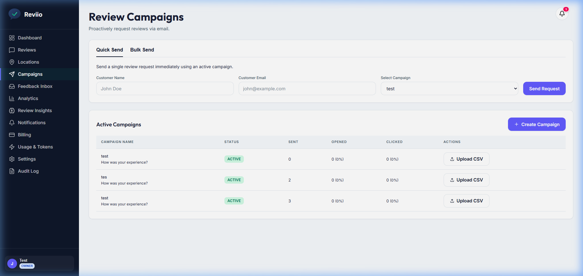 Screenshot of Create a Campaign