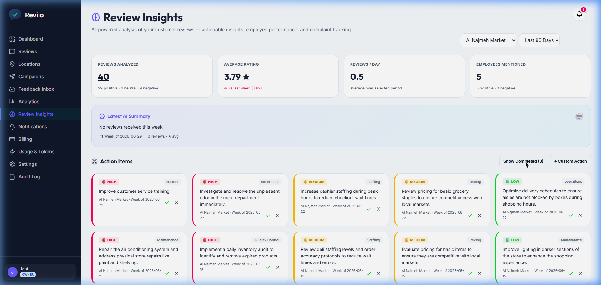 Screenshot of Receive Global Reviews